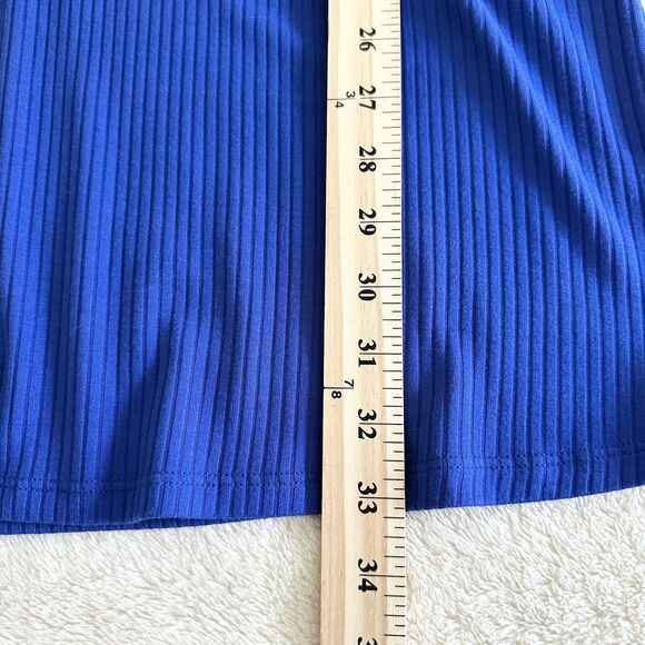 Rio & Rian Dress Size M Royal Blue Ribbed Collared Short Sleeves - Picture 6 of 9